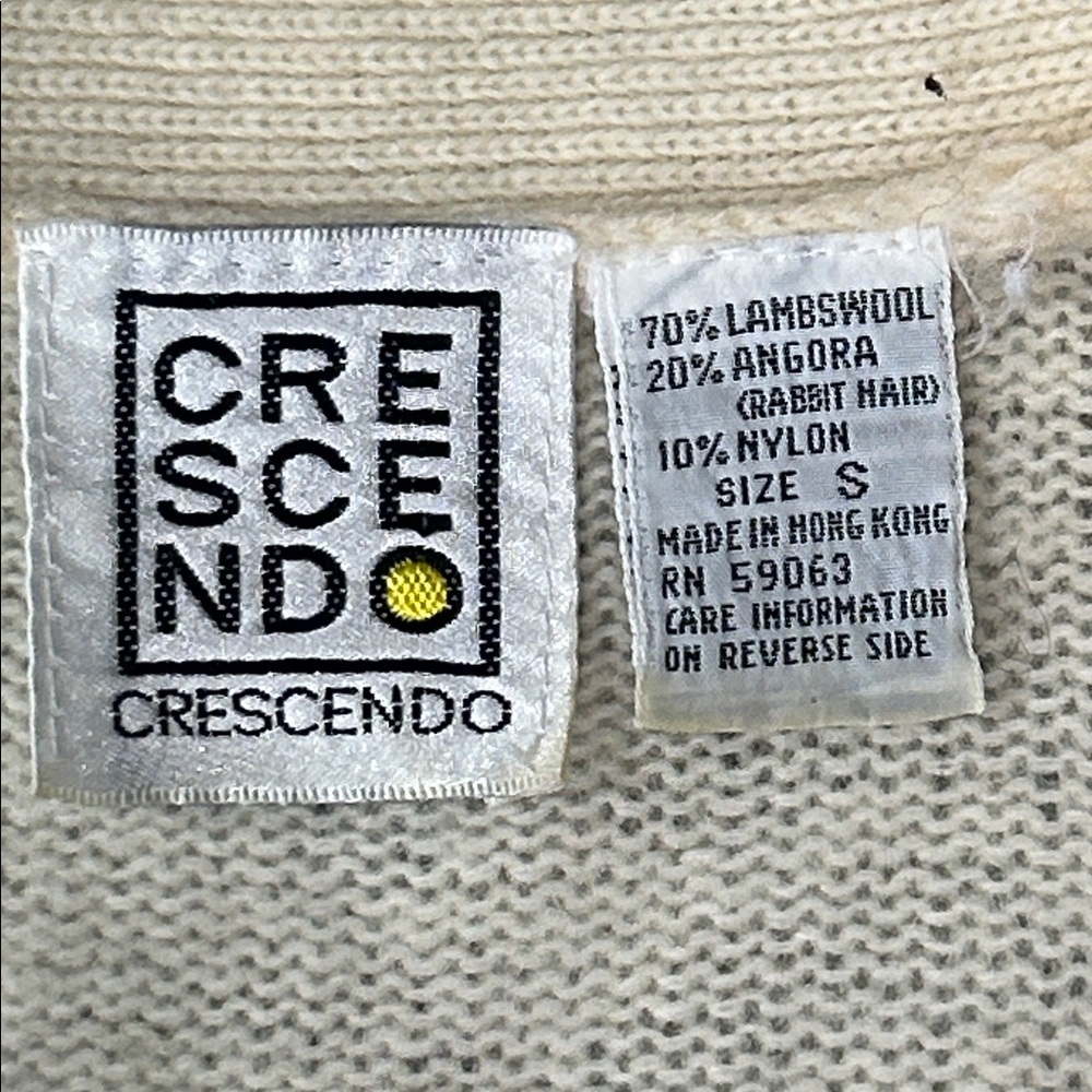 Crescendo Vintage 80s/90s Hong Kong Elegant Cream Cardigan Sweater EUVC - Picture 4 of 7